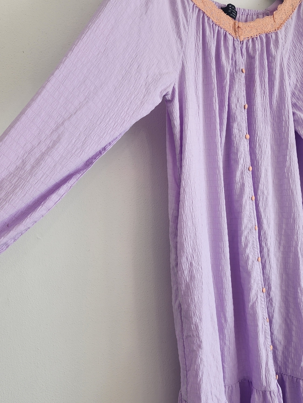 Dressed In LALA Lavender Textured Button Down Midi Dress M | Whimsigoth Style - Picture 3 of 12